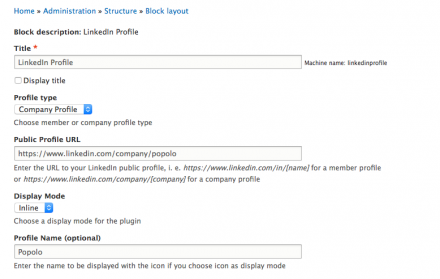 Back End: LinkedIn Profile Block configuration