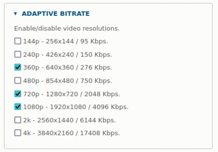 Adaptive bitrate settings