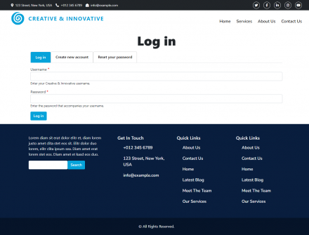 User Login page