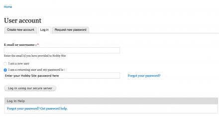 Picture of the User Login page