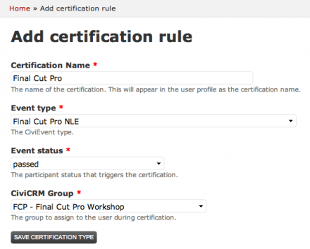 Add Certification rule