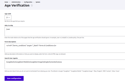 Age Verification Admin Config Form