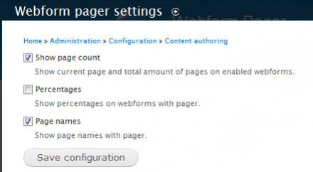 Administrator settings for webform pager