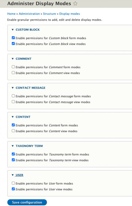 Administer Display Modes Settings