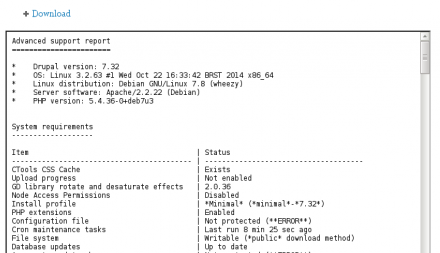 Screenshot of the report - summary