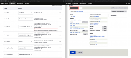 View configuration for entity reference field to attach with field widget