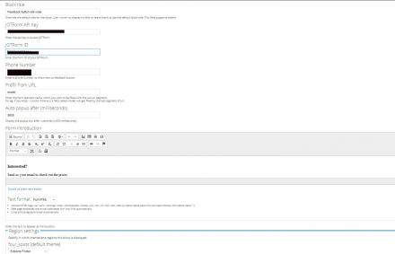 Block configuration screen