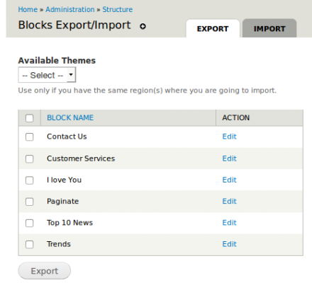 block export import