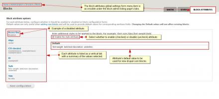 Screenshot of the Block Attributes global settings form.