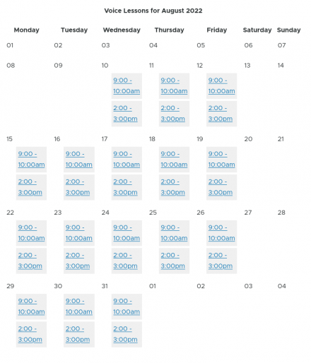 Calendar Output with Calendar View