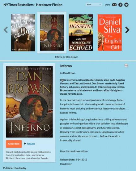 Screenshots of Booklists New York Times bestsellers block and details page
