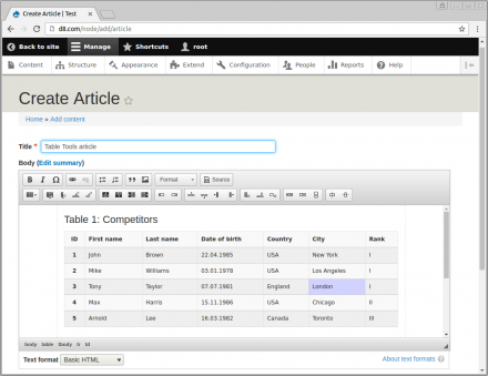 Editing article with CKEditor Bootstrap Table Tools