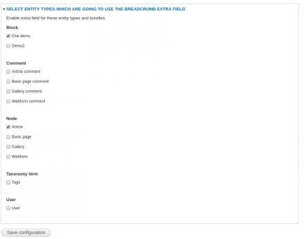 Breadcrumb extra field - Configuration