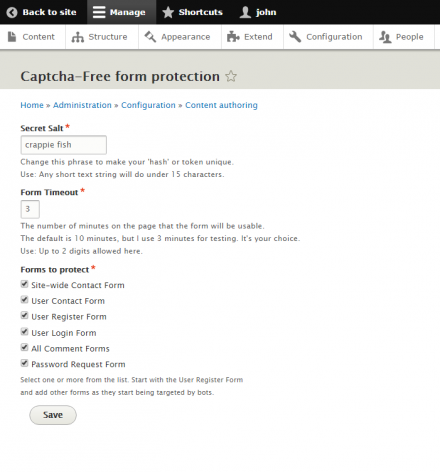 Drupal Admin For Captcha-free