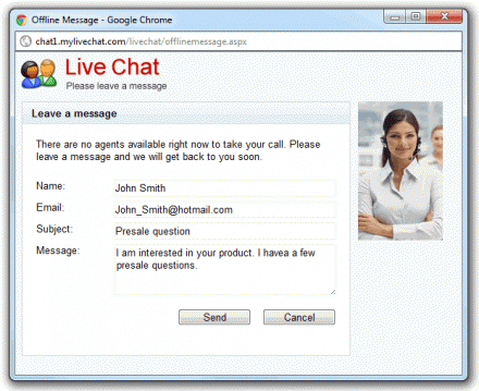 my live chat offline window