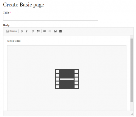 The video placeholder inside the editor