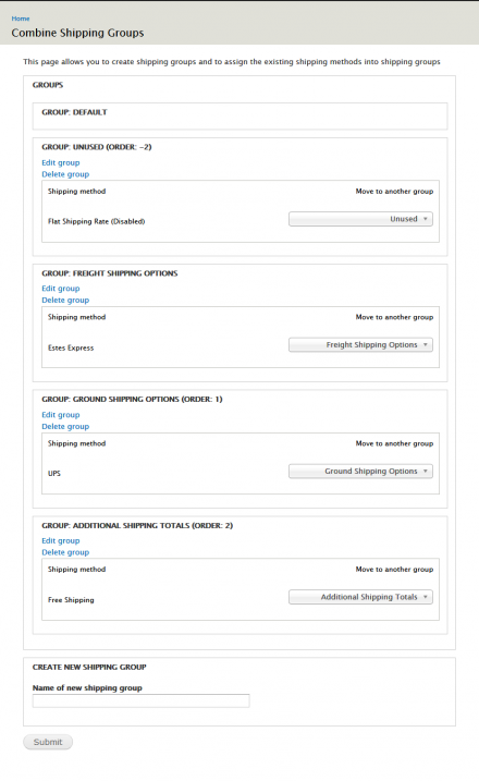 Combine Shipping Settings Config Page