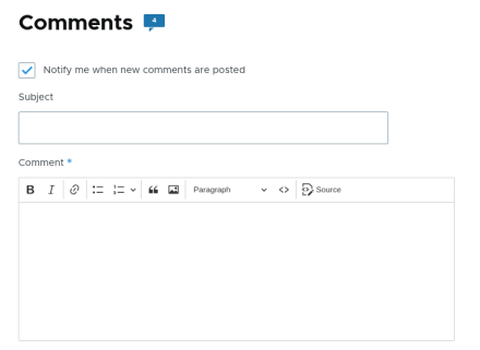 Checkbox allowing a user to sign up for comment notifications.