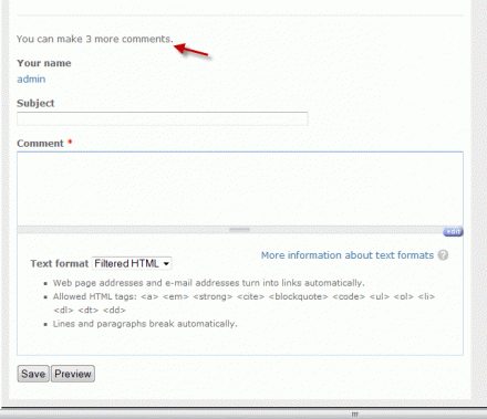 Comment Form before the limit is reached