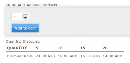 Commerce Discrete Quantity Discount quantity select widget on product view