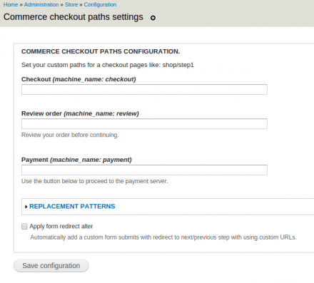 Commerce Checkout paths