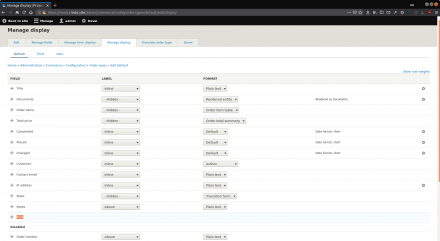 Screenshot of the "Print" view mode configuration page.