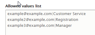 Contact Form Categories field allowed values example