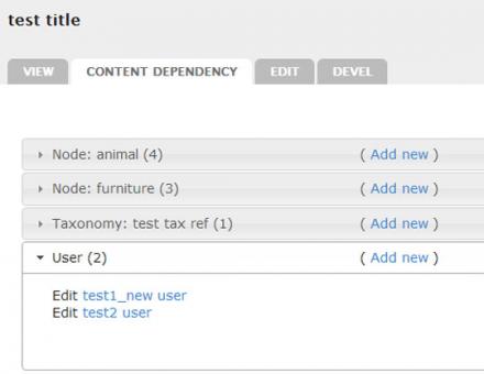 content dependency | entity dependency | content dependency example2 - open user