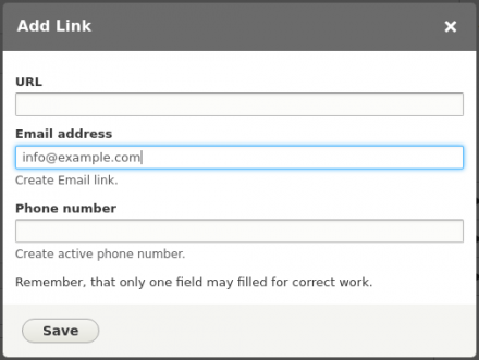 Email and Phone fields in Add link dialog