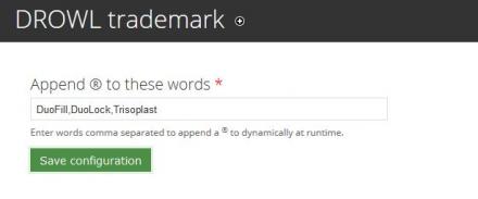 Drupal DROWL trademark configuration page