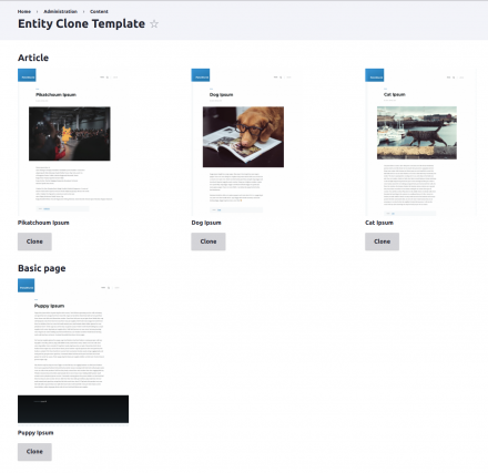 Entity Clone Template module