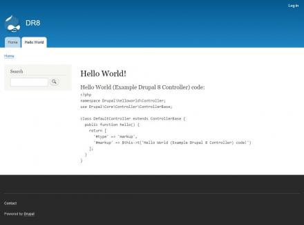Hello World! An example Drupal 8 module with a controller.
