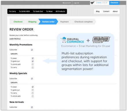 Email subscription preferences during Drupal Commerce checkout