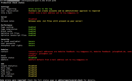 Drush colour coded output