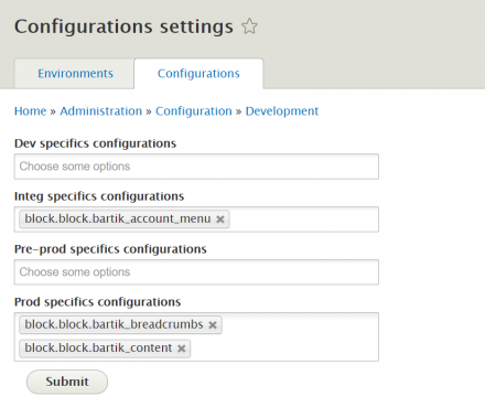 Configuration form on configurations assignment