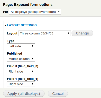 Views exposed form layout Layout choose