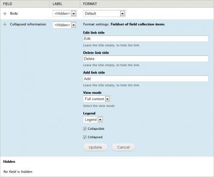 Field collection fieldset formatter settings