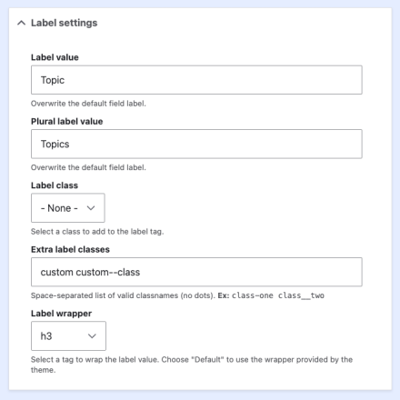 Field Label formatter settings