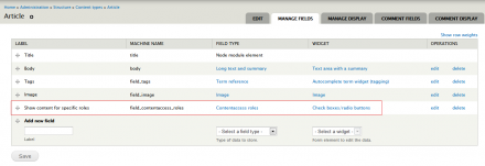 field contentaccess roles