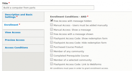 Access controls for a Flashpoint course