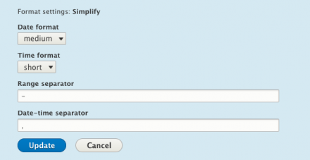 Daterange Simplify's field formatter options