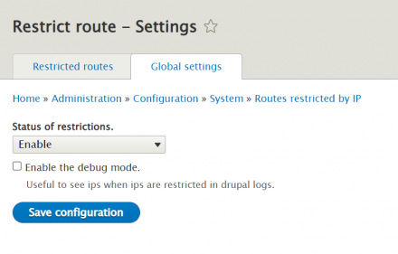 Global settings form to disable the restrictions and log for debugging 