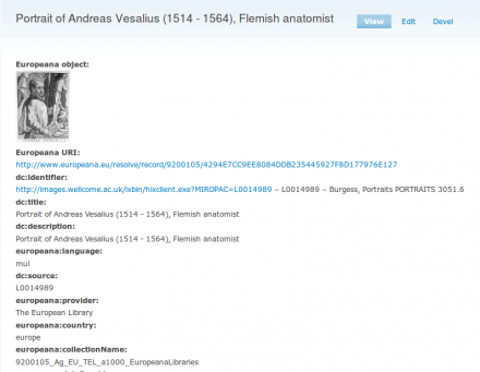 A simple node view of an Europeana node