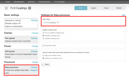 Feeds importer data processor