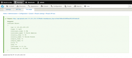 IPstack testing page