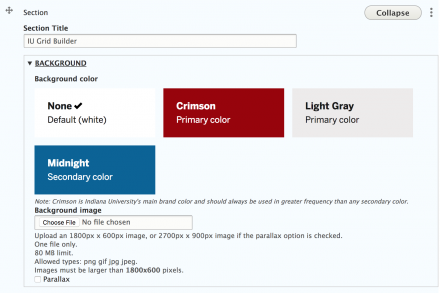 3. Section Background options