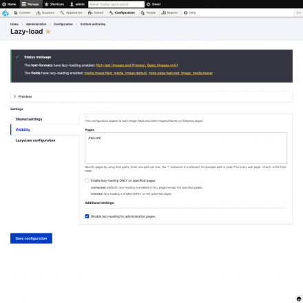 Lazy - Visibility settings