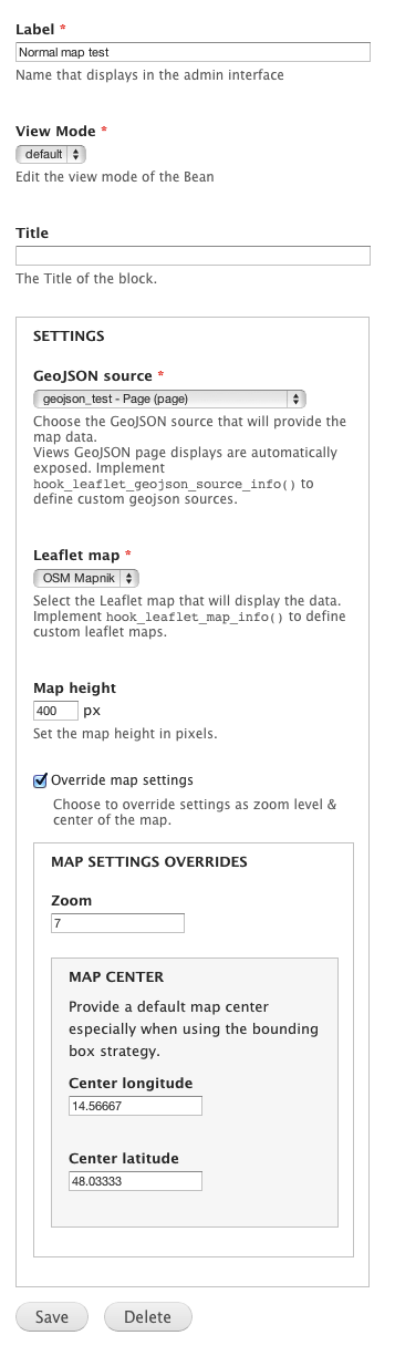 Leaflet GeoJSON configuration screen