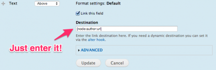 Screenshot of a Linked Field configuration