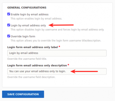 Mail Login: Configurations Page